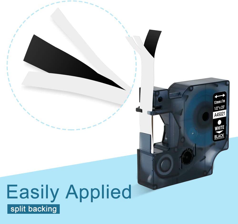 Oozmas Compatible Label Tape Replacement for Dymo D1 Tape 45021 12mm x 7m White on Black, Compatible with Dymo LabelManager 160 210D 360D 420P 450D, 3-Pack