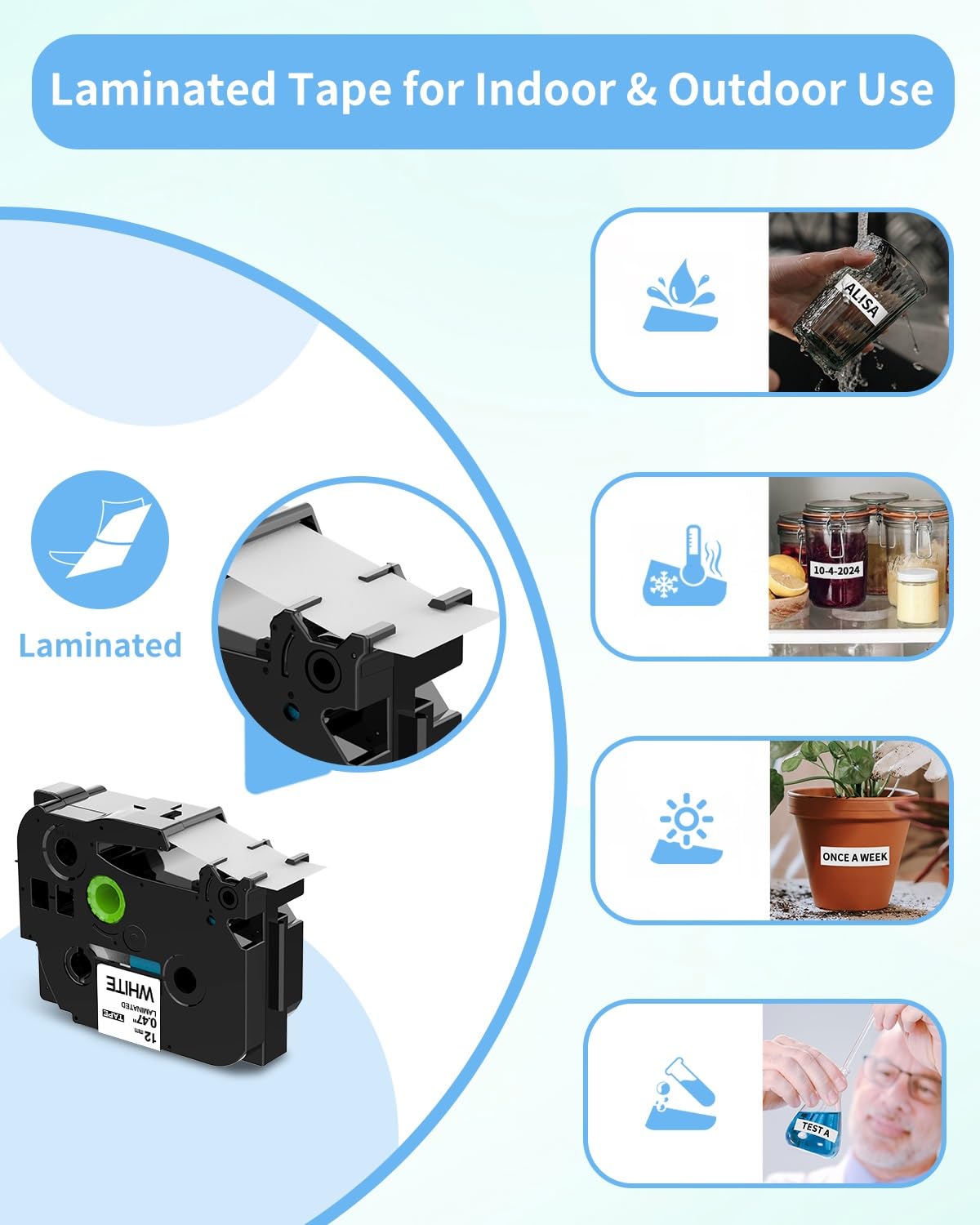 Oozmas Compatible avec Brother P-touch Ruban Etiqueteuse TZe-231 TZ-231 TZe231 TZe Tape 12mm Noir sur Blanc, Ruban Compatible avec Brother P-touch PT-H110 PT-H100LB PT-E100 PT-D400 PT-D210, Pack de 5