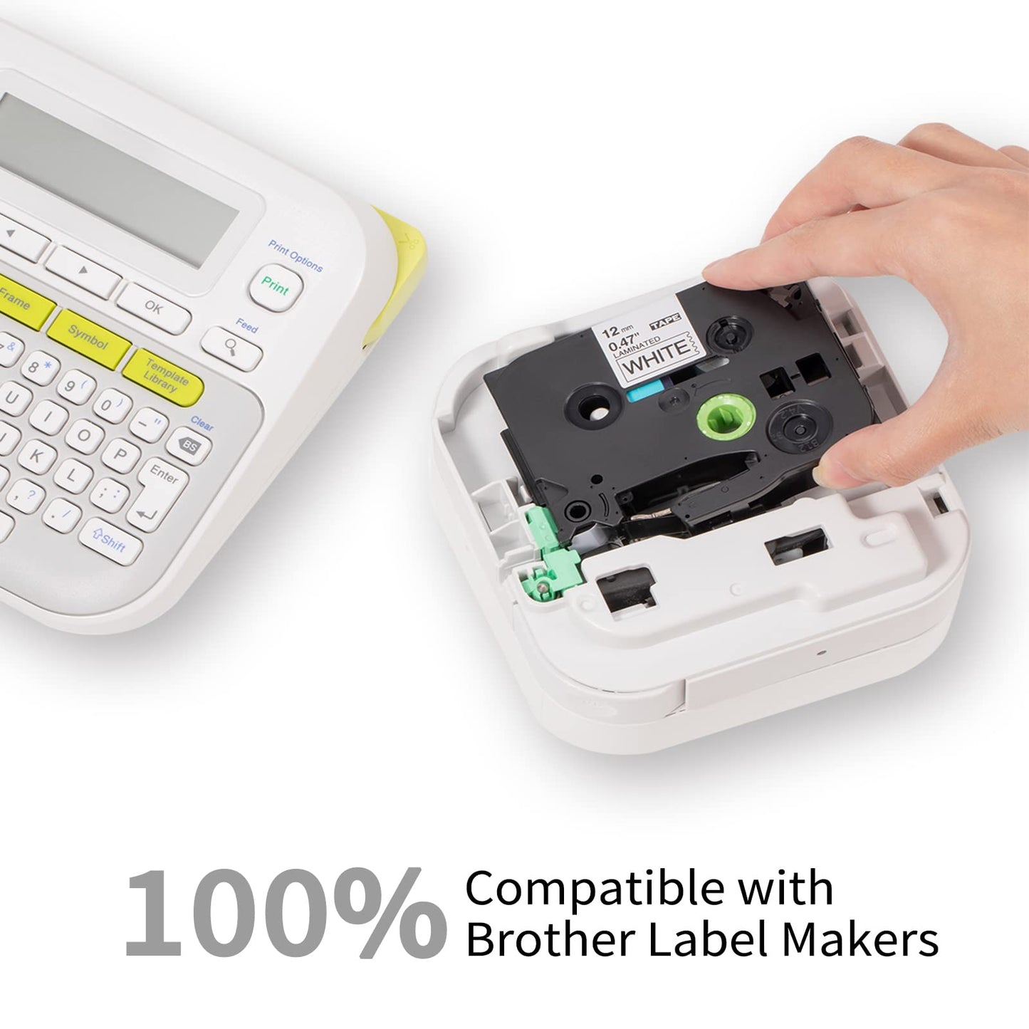 9mm Label Maker Tape TZe-221 Compatible with Brother PT-D210 PTH110 PT-H200bp PT-D200 PT-1880 Tape 3/8 Inch TZ Tze Tape TZe221 P Touch Label Tape Label Maker Tape Refills 9 mm, 5 Pack