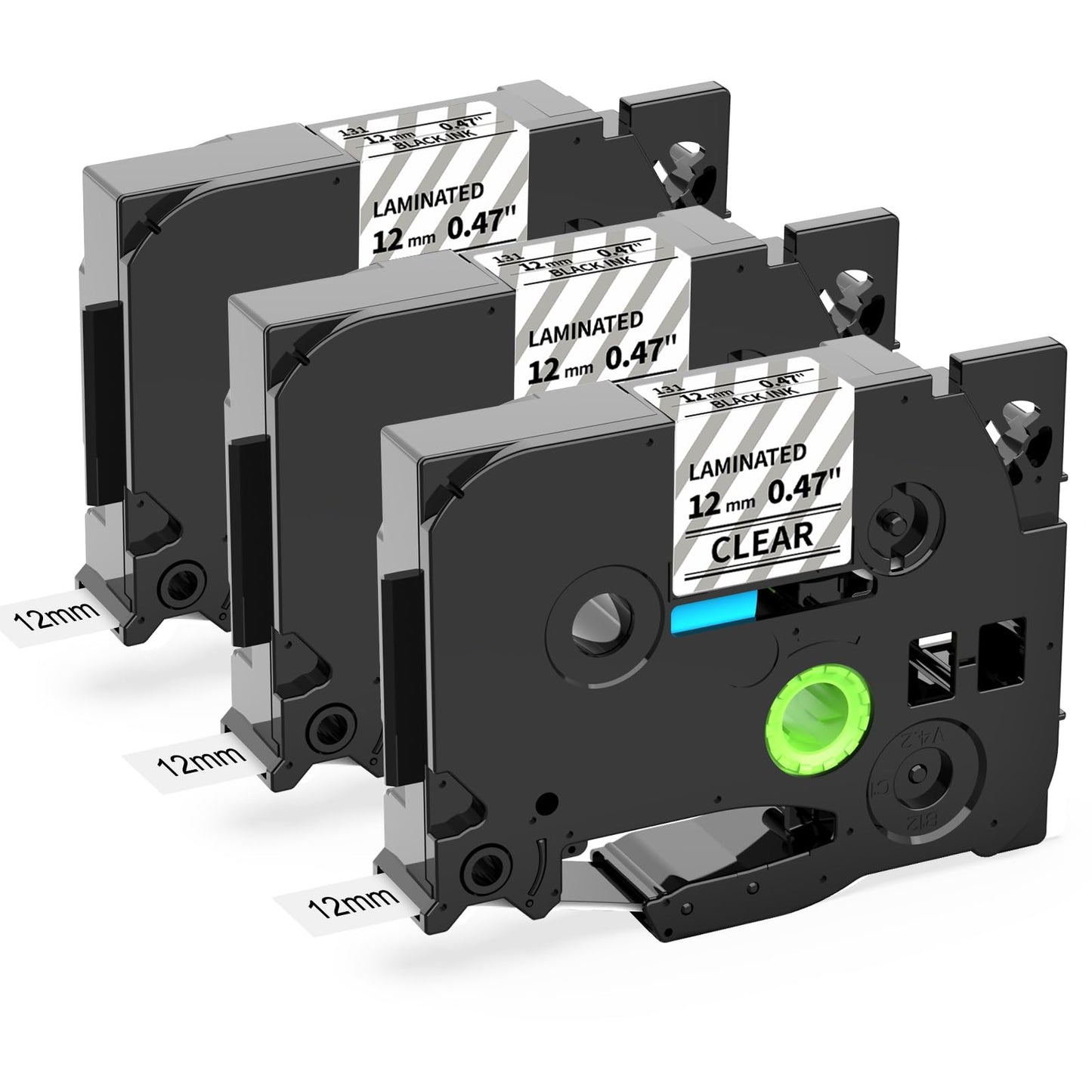 Oozmas AZe-131 TZ Tape Noir sur Transparent Compatible avec Brother P-touch TZe-131 12mm Ruban pour Étiqueteuse Compatible avec Brother P-touch PT-H110 PT-H100LB PT-E100 PT-D400 PT-1250