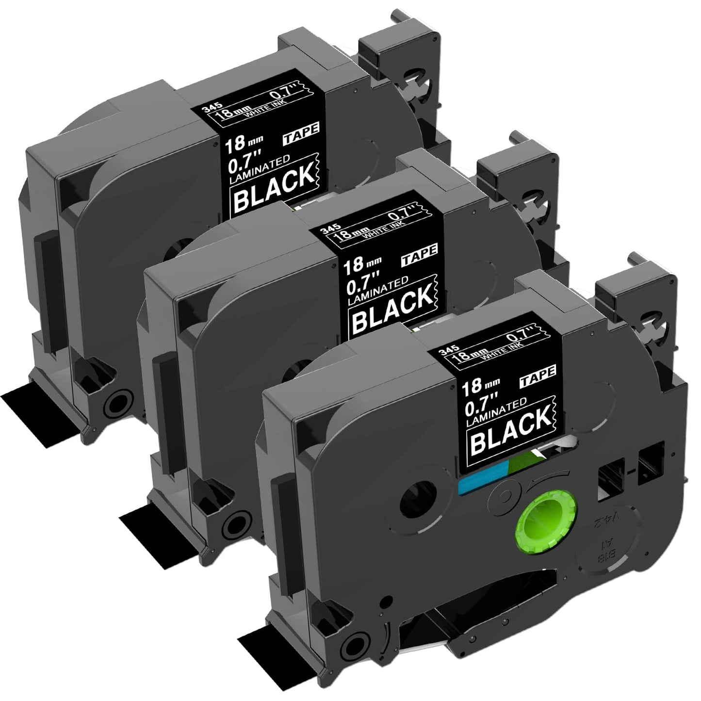 3x Oozmas TZe-345 18 mm Blanc sur Noir Ruban Étiqueteuse Compatible avec Brother Ptouch 18 mm x 8 m TZe345 TZ345 Compatible avec Brother P-touch PT-1830 D400 D400VP D450 PT-2430