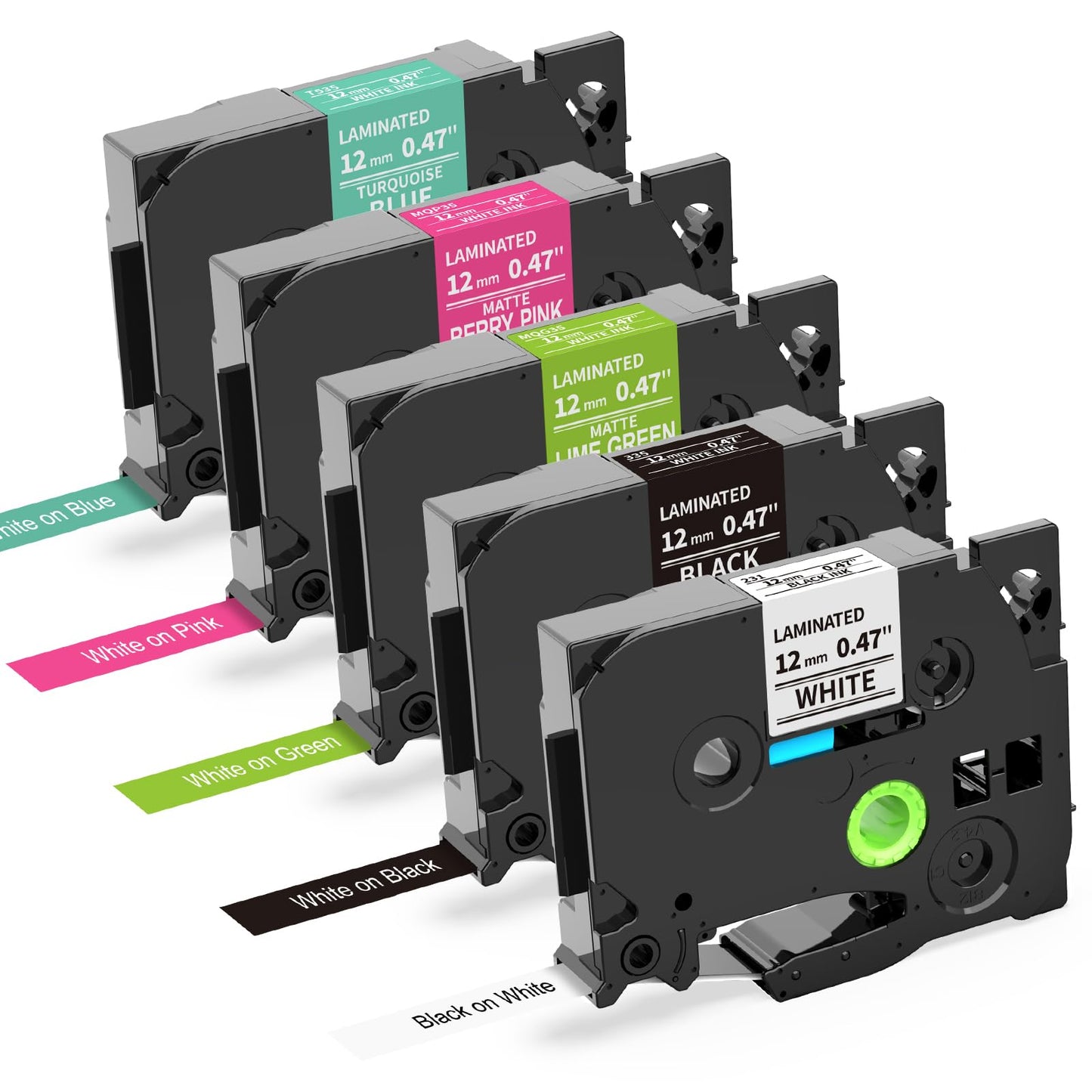 Oozmas Bänder 12mm kompatibel mit Brother P-touch Schriftband TZe-231 TZ231 TZe TZ Tape 12mm 0.47 für Brother Beschriftungsgerät H105 D210 D400 H110 1010 H100lb 1280 H107B Cube, 5er-Pack