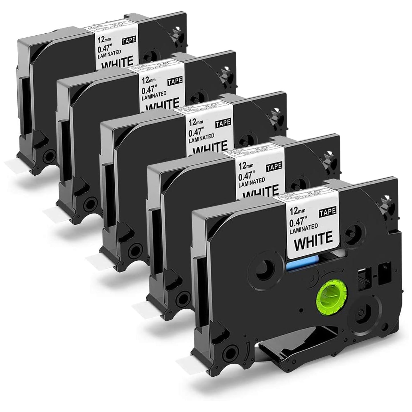 Oozmas Compatible avec Brother P-touch Ruban Etiqueteuse TZe-231 TZ-231 TZe231 TZe Tape 12mm Noir sur Blanc, Ruban Compatible avec Brother P-touch PT-H110 PT-H100LB PT-E100 PT-D400 PT-D210, Pack de 5