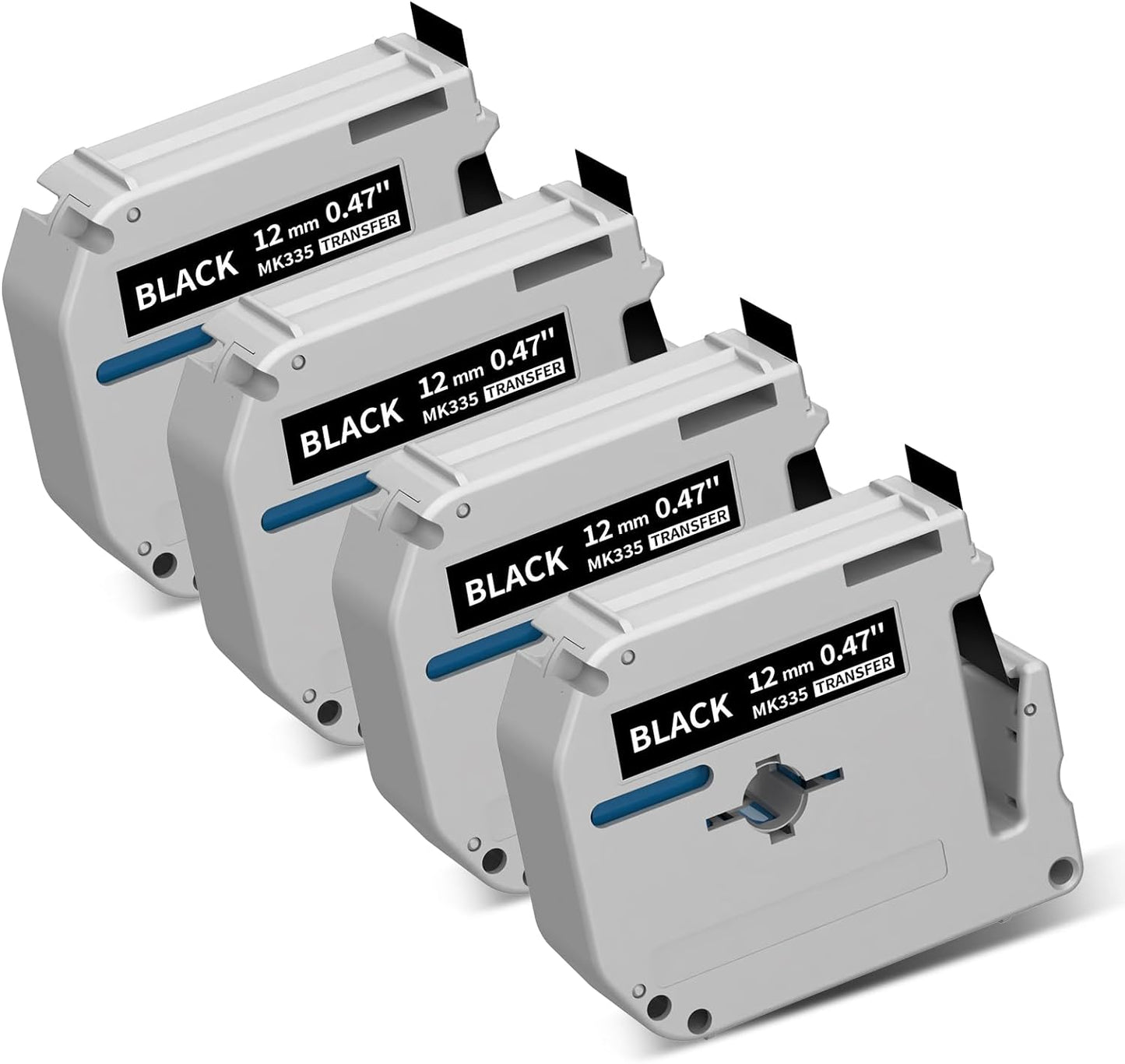 Replacement for Brother PT-M95 Label Maker Tape Refill for PT-70BM PT-65 PT-45 White on Black M Tape 12mm 0.47 Inch MK-335 Compatible with P Touch M Series Label Tape 0.47" x 26.2' 4-Pack