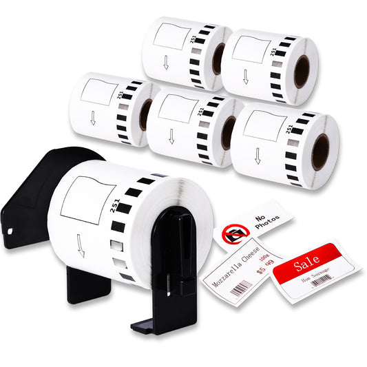 Replacement for Brother QL-820NWB Label Rolls QL-800 QL-810W Label Black/Red on White DK-2251 DK2251 Paper Tape (2.4 in x 50 ft) Continuous for Brother QL Label Printers (Black/Red on White)