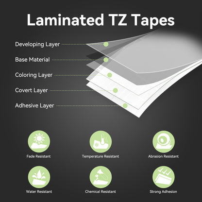 Oozmas TZe-211 TZe211 Compatible with Brother P-Touch Label Tape 6mm 0.23 Inch Laminated 1/4 Inch TZ TZe Tape Black on White Ptouch Refills PTH110 PT-D210 PTD220 Label Maker Tape Cartridges, 5-Pack