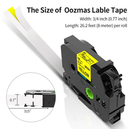 Oozmas Kompatibel mit Schriftband als Ersatz für Brother P-Touch Schwarz auf Gelb Tape Cassette TZe-641 18mm x 8m, Etikettenband Kompatibel mit Brother P-Touch 1830 D400 D600 P700 2430, 3er-Pack