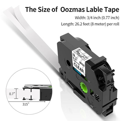 Oozmas Ruban Cassette Compatible avec Brother P-touch 18mm TZe-141 TZ141 TZ Tape Noir sur transparent Compatible avec Brother P-touch PT-D400 1830 D600 P700 2430PC, Pack de 3