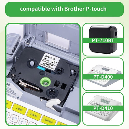 Oozmas Kompatibel mit Brother P-touch Bänder 18mm TZe-241 TZ tape 18mm 0.7 Weiß, Kompatibel mit Ptouch Schriftband 18mm Tape Cassette für Brother Beschriftungsgerät 1830 D400 D600 P700 2430