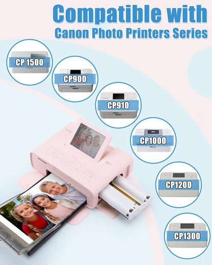 Oozmas Papel fotográfico Compatible con Canon Selphy KP-108IN 3115B001 (AA), Compatible con Canon Selphy CP1200 CP1300 CP910 CP900 (108 hojas de papel de impresora, 3 cartuchos de tinta)