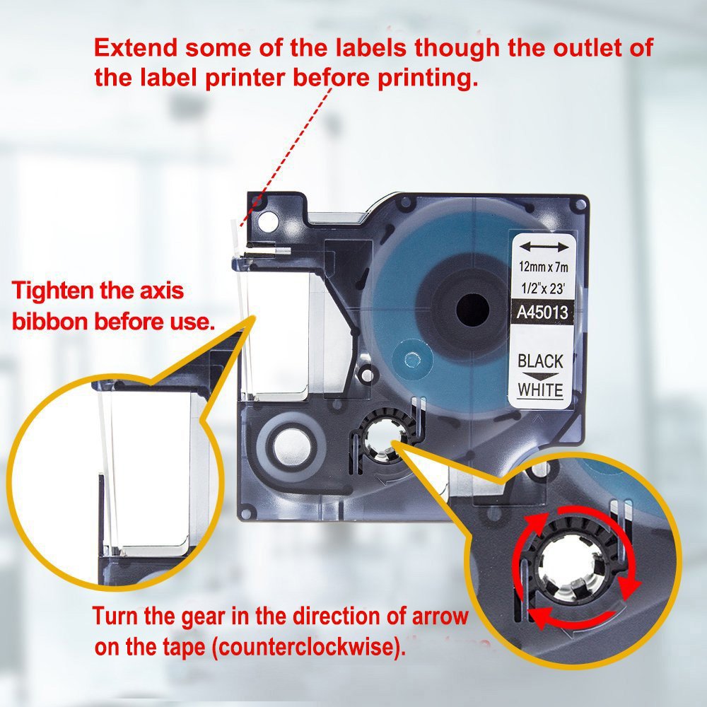 Replace for Dymo D1 Label Maker Refills 45013 S0720530 Label Tape Compatible with DYMO LabelManager 160 280 210D 360D 420P 450 Black on White 1/2 Inch x 23 Feet, 3 Cartridges